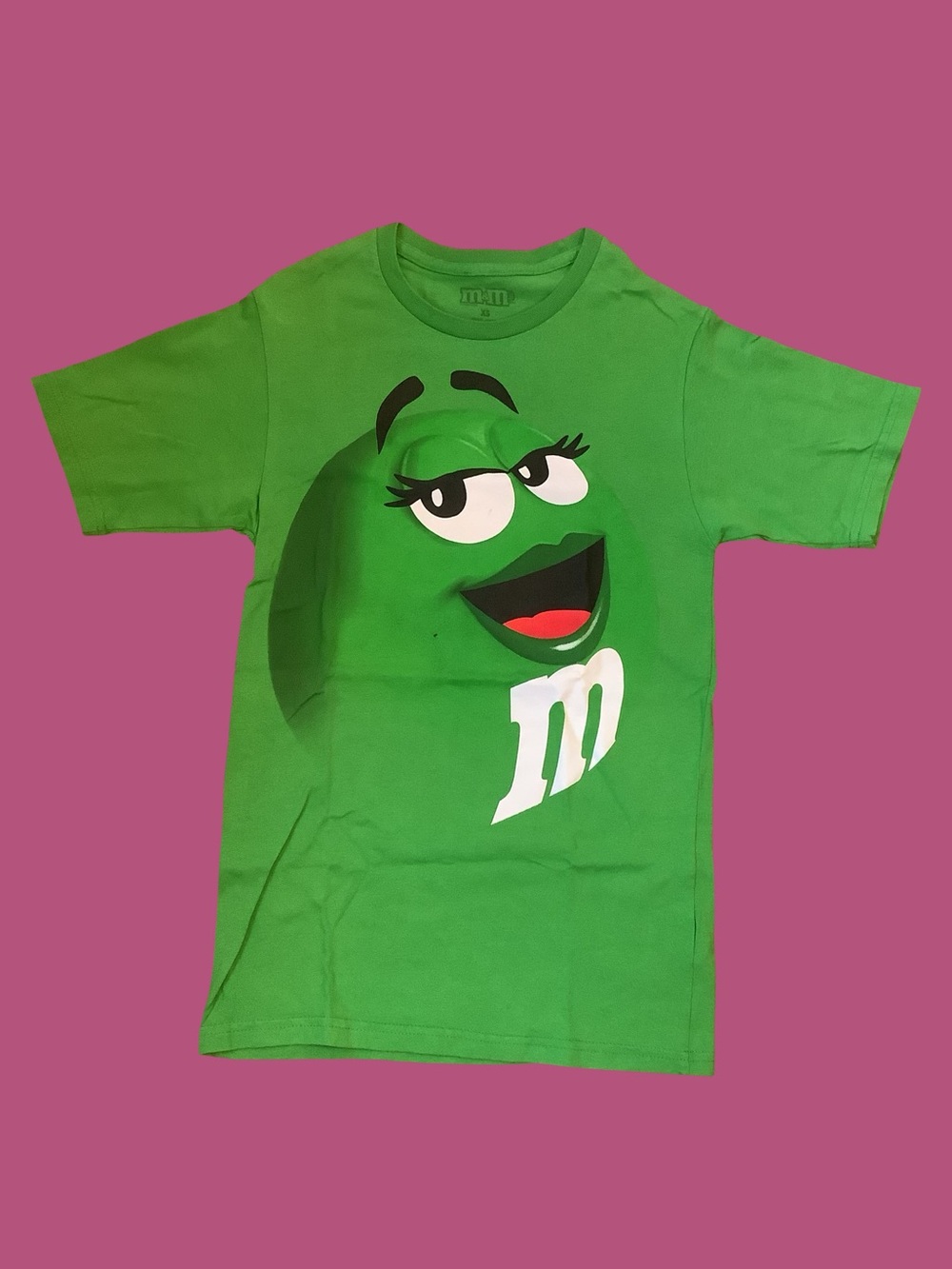 Womens Collectable M&M's Green Graphic Tee Cute Fun Novelty Shirt Sz XS